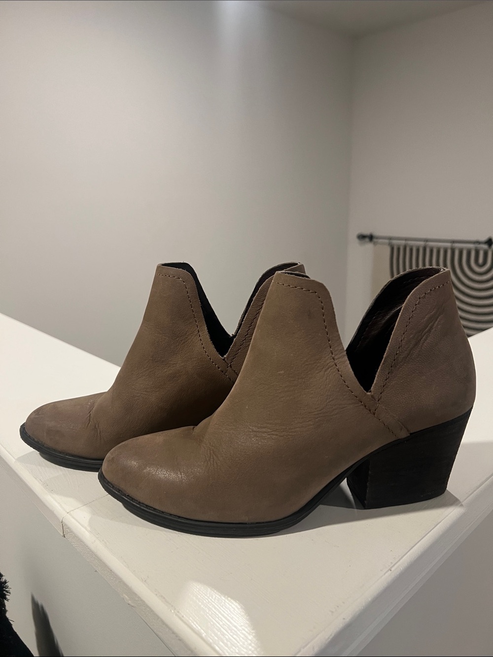 Steve Madden Adelphie Taupe Cutout Ankle Booties
